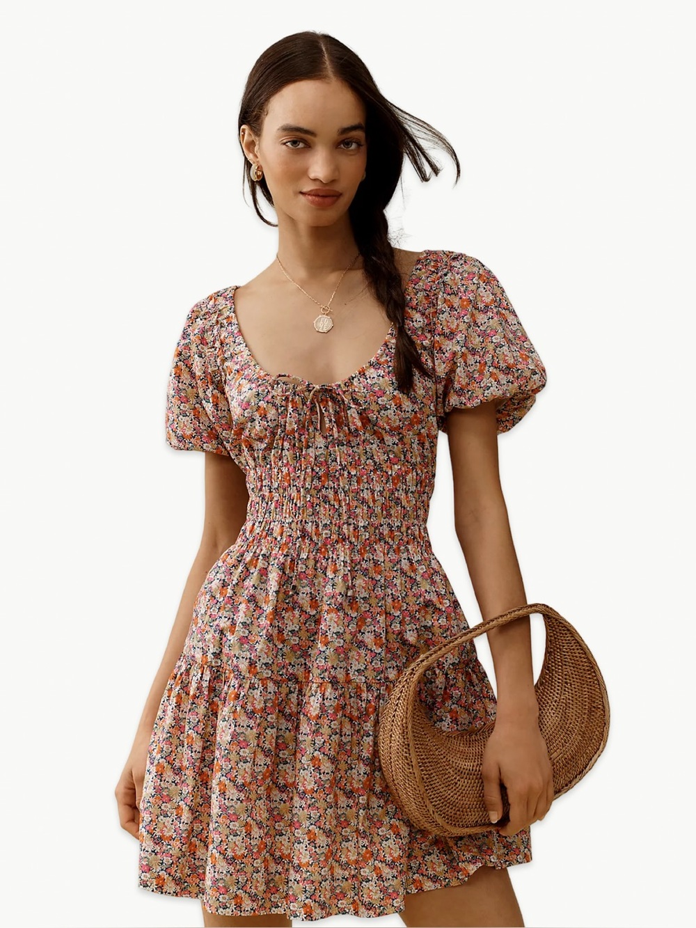 Love The Label x Liberty London Smocked Nicola Mini Dress Size Medium Floral NWT